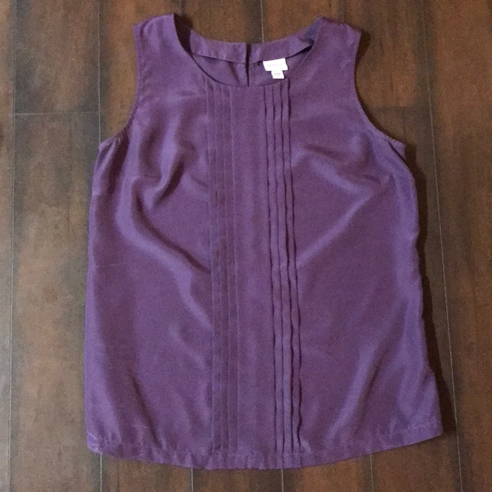 Merona Plum Purple Sleeveless Pleated Blouse Sz M